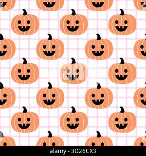 Niedliches Pastell Halloween Kürbis Muster nahtloser Vektor für Kinder Stock Vektor