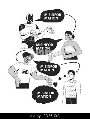 Verbreitung von Fehlinformationen durch KI-Zeilendarstellungskonzept Stock Vektor