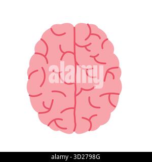 Menschliches Gehirn Symbol, Draufsicht, symbolisiert Intelligenz, Kreativität, Denken, und psychische Gesundheit- Vektor-Illustration Stock Vektor