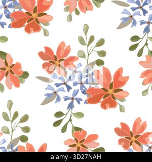 Nahtloses Vektor-Blumenmuster im Aquarellstil Stock Vektor
