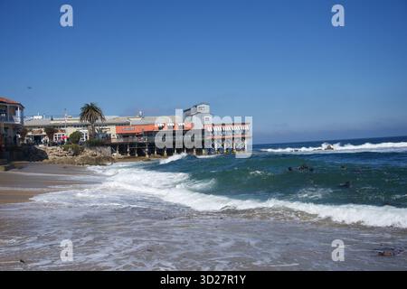 Taucher in der Cannery Row – Monterey Bay, Kalifornien Stockfoto