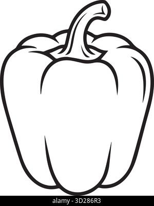 Malbuch, Pfeffer, Paprika, Gemüseillustration Stock Vektor