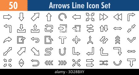 Pfeile Symbolsatz im Outline-Stil Minimilist und trendige Symbolgruppe Stock Vektor