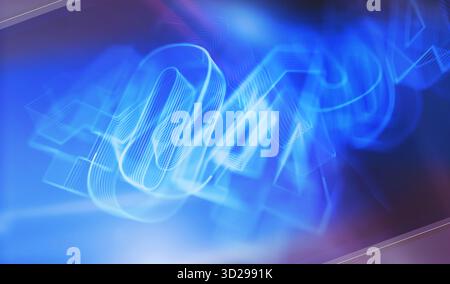 Fehler 404 Seite nicht gefunden. Oops Problemsymbol Digital Concept. Netzwerk, Cybertechnologie und Computerhintergrund abstrakte 3D-Illustration. Stockfoto