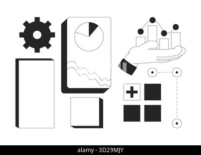 Datenvisualisierung mit UI-Komponenten 2D-Linienobjektset Stock Vektor