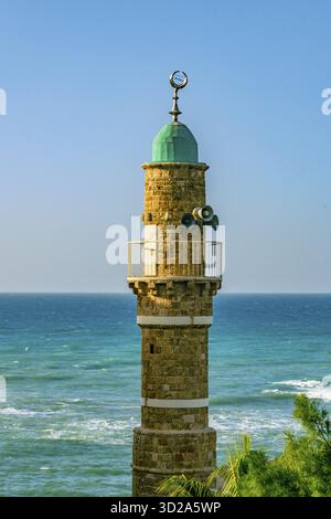 Minarett des Al-bahr-Moschee-Gebäudes, jaffa-Stadt, Israel, Israel Stockfoto