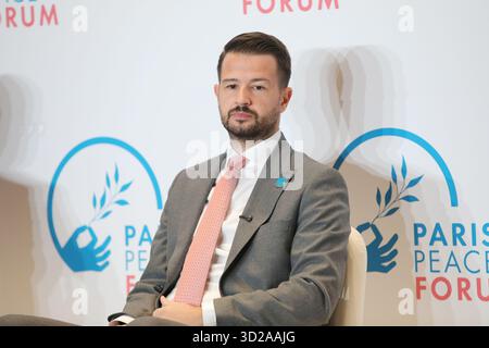 Paris, Frankreich, mittwoch, 29. oktober 2025, Jakov Milatovic, Präsident Montenegros, bei der 8. Ausgabe des Pariser Friedensforums. Quelle : Francois Loock/ Alamy Live News Stockfoto
