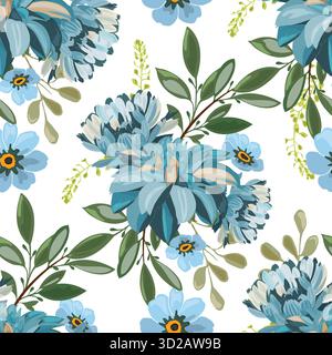 Nahtloses Vektor-Blumenmuster im Aquarellstil Stock Vektor