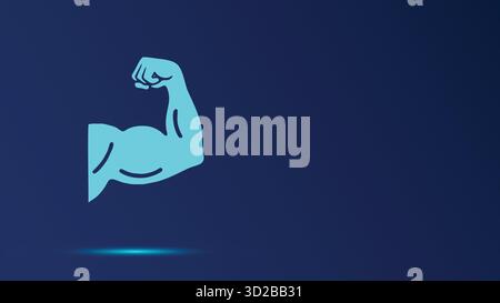 Bizepsmuskel-Symbol. Stärke-Symbol mit leuchtendem Effekt. Fitnesskonzept. Krafttraining. Bodybuilding-Ziel. Motivation trainieren. Starker Arm. Stock Vektor