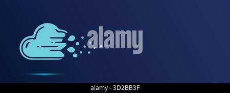 Banner für schnelle Cloud-Computing-Dienste. Digitale Transformation. Symbol für die Geschwindigkeitstechnologie. Online-Datenspeicherung. Webhosting-Konzept. Stock Vektor