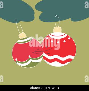 Festliche Ornamente, bunte Weihnachtsdekorationen mit Mustern, dekorative weihnachten Stock Vektor