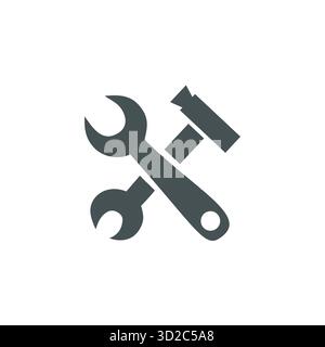 Symbol für Schlüsselhammer. Vektor des Reparaturwerkzeugs. Symbol für Wartungseinstellung. Fix-Element bearbeiten. Stock Vektor