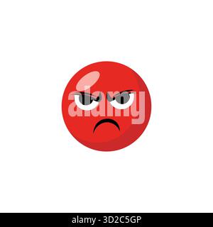 Symbol für wütendes Gesicht. Rotes Emotionssymbol. Vektor für MAD-Ausdruck. Grafik für schlechte Stimmung. Stock Vektor