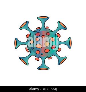 Symbol für Coronavirus-Bakterien. Medizinischer Virusvektor. Pandemisches Ansteckungssymbol. Gesundheitsgefährdendes Element. Stock Vektor