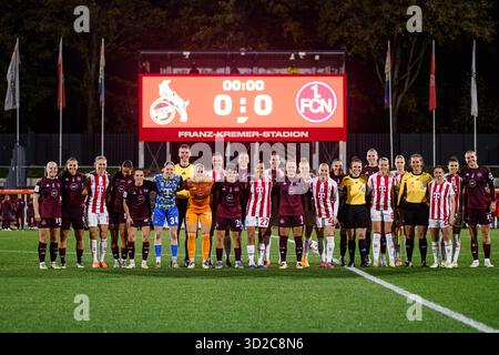 KÖLN, DEUTSCHLAND - 31. OKTOBER 2025: Das Spiel der Frauen-Bundesliga 1.FC Köln gegen 1. FC Nürnberg im Franz Kremer Stadion Stockfoto