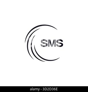 SMS-Set, SMS-Logo. S M S DESIGN. Weißer SMS-Brief. SMS, S M S Letter Logo. Anfangsbuchstaben-SMS-Letter-Logosatz, verbundenes kreisförmiges Großbuchstaben-Monogramm Stock Vektor