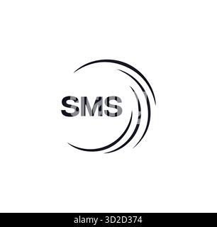 SMS-Set, SMS-Logo. S M S DESIGN. Weißer SMS-Brief. SMS, S M S Letter Logo. Anfangsbuchstaben-SMS-Letter-Logosatz, verbundenes kreisförmiges Großbuchstaben-Monogramm Stock Vektor