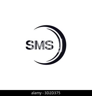 SMS-Set, SMS-Logo. S M S DESIGN. Weißer SMS-Brief. SMS, S M S Letter Logo. Anfangsbuchstaben-SMS-Letter-Logosatz, verbundenes kreisförmiges Großbuchstaben-Monogramm Stock Vektor