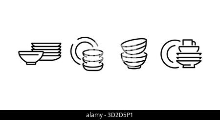 Plattensymbole eingestellt. Umreißen Sie die Plattenvektorsymbole für das Webdesign auf weißem Hintergrund Stock Vektor