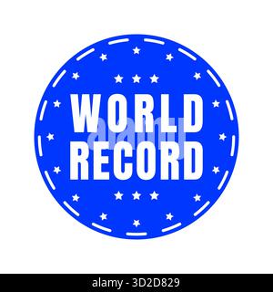 Blauer Weltrekordstempel mit Stern-Meilensteinsymbol für Sport und Wettkampfvektor isoliert auf weißem Hintergrund, der Erfolg repräsentiert Stock Vektor