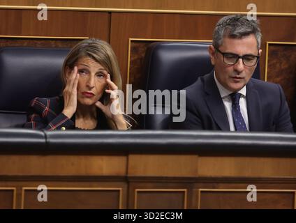 Madrid, 22.10.2025. Abgeordnetenkongress. Plenartagung für die Aufsicht der Regierung und dringende Anfragen. Foto: Jaime García. ARCHDC. Quelle: Album / Archivo ABC / Jaime García Stockfoto