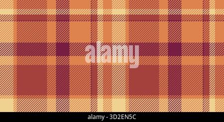 Andere Muster Textil nahtlos, Poncho Textur Vektor Schottenschotte. Farbiges Karomuster im Hintergrund in Orange und Rot. Stock Vektor