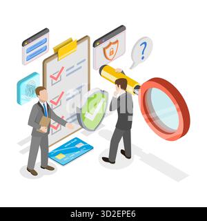 Isometrische 3D-Darstellung der Leistungen für Mitarbeiter, Vorteile für Mitarbeiter. Punkt 1 Stockfoto