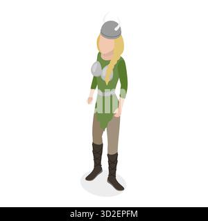 3D Isometrischer flacher Satz von Vikings Simbols, skandinavische Krieger Ausrüstung. Punkt 2 Stockfoto