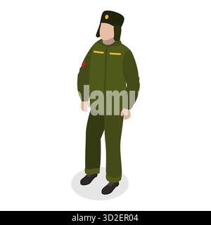 3D Isometrischer flacher Satz von Militärpersonen, Zeichen in Uniform. Punkt 6 Stockfoto