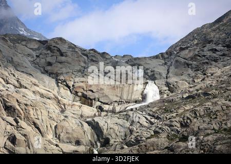 Die Ursprünge der Rhone im Kanton Wallis, Schweiz Stockfoto