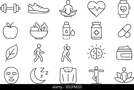 Symbole für Fitness und Fitnessstudio Stock Vektor