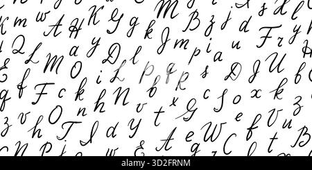 Nahtloses Muster mit handgezeichneten Buchstaben. Moderne Pinselkalligraphie, typographischer Hintergrund. Abstraktes nahtloses Kalligraphie-Muster Stock Vektor