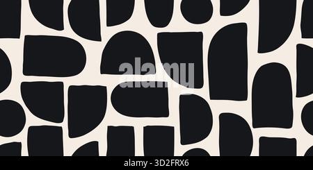 Nahtloses Muster von Doodle Creative minimalistische abstrakte Kunstform und handgezeichneter Doodle Circle. Designelemente oder Hintergrund für Wanddekoration Stock Vektor