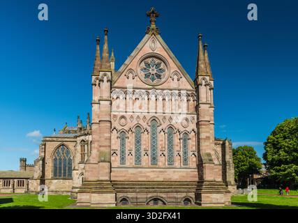 Hereford Cathedral East Front im Sonnenlicht Stockfoto