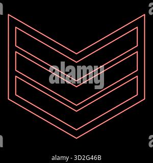 Neon Armee Chevron Militär Rang Insignia Abzeichen Symbol Zeichen Kleinoffizier rote Farbe Vektor Illustration Bild flache Stil Licht Stock Vektor