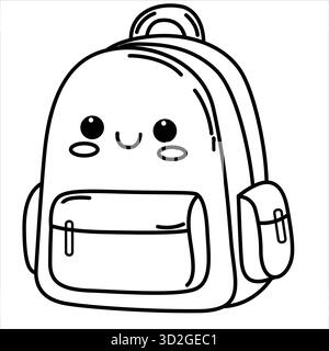 Süßer Kawaii-Rucksack mit einem glücklichen Gesicht Stock Vektor
