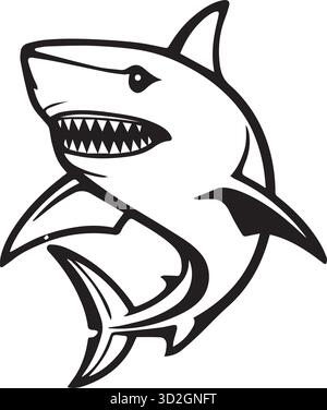 Hai-Zeichentrickfilm isoliert auf weiß. Stock Vektor