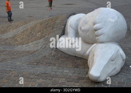 Statue von Nello und Patrasche, Antwerpen, Belgien, Europa Stockfoto