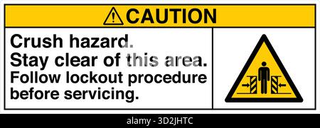 Sicherheitsschild – Aufklemmkraft von zwei Seiten warnt vor potenziellen Quetschgefahren, wenn sich Maschinen oder Gegenstände aus entgegengesetzten Richtungen bewegen. Stock Vektor