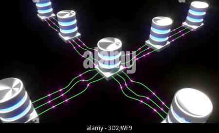 Serverdatenbank, die maschinelles Lernen mit Big Data 3D-Rendering verbindet Stockfoto