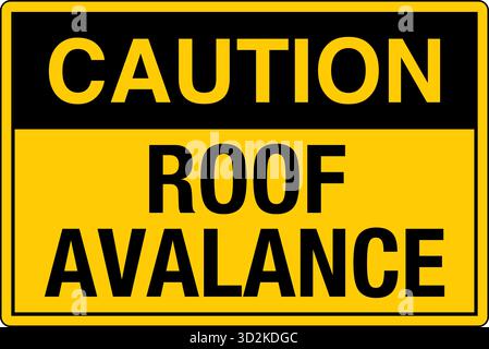 Das Sicherheitsschild Dachlawine kann auftreten. Nicht in diesem Bereich gehen oder stehen. Warnt Personen vor der Gefahr von Schnee oder Eis von Dächern. Stock Vektor