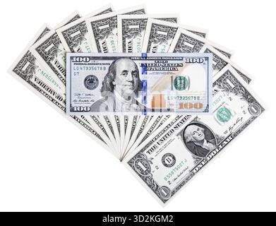 Banknote in hundert US-Dollar-Scheinen, abstrakter Hintergrund. Stockfoto