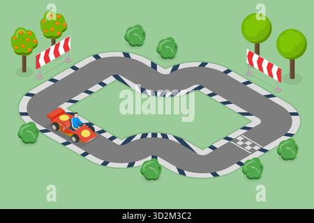 3D Isometrische flache konzeptionelle Illustration von Go Kart , Karting Sport 3D Isometrische flache konzeptionelle Illustration von Go Kart , Karting Sport Stockfoto