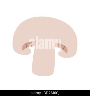 Die Hälfte Champagner. Pilzscheibe. Handgezeichnete farbige flache Vektorillustration isoliert auf weißem Hintergrund. Stock Vektor