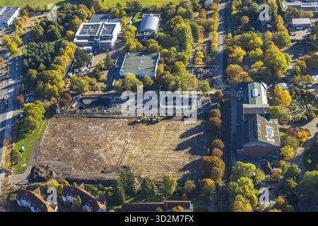 Luftaufnahme, Bauabschnitt der Grünen Umweltachse am Maxipark, Baustelle neben Freiherr-vom-Stein-Gymnasium, Maximilianpark Stockfoto