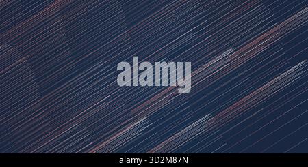 Abstraktes Vektordesign mit diagonalen Wellenlinien auf dunklem Hintergrund. Die Linien wechseln von weiß zu warmorange-braun und dann wieder zurück zu weiß, wodurch ein Fluss entsteht Stock Vektor