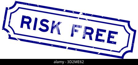 Grunge blauer, risikofreier quadratischer Gummistempel auf weißem Hintergrund Stock Vektor