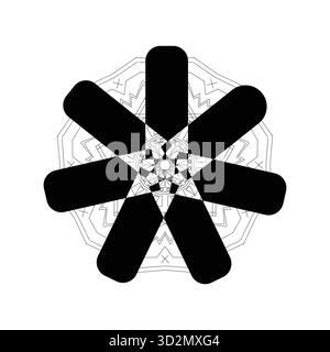 Symmetrie in Schwarz-weiß: Ein kompliziertes geometrisches Sternmandala-Design Stock Vektor