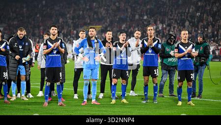 Team HSV Hamburg nach dem Spiel Köln, 2. November 2025, Fußball, Bundesliga, 1. FC Köln - HSV Hamburg Stockfoto