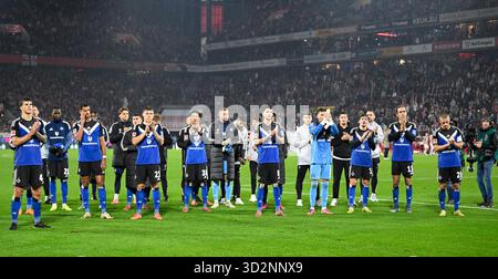 Team HSV Hamburg nach dem Spiel Köln, 2. November 2025, Fußball, Bundesliga, FC Köln - HSV Hamburg Stockfoto